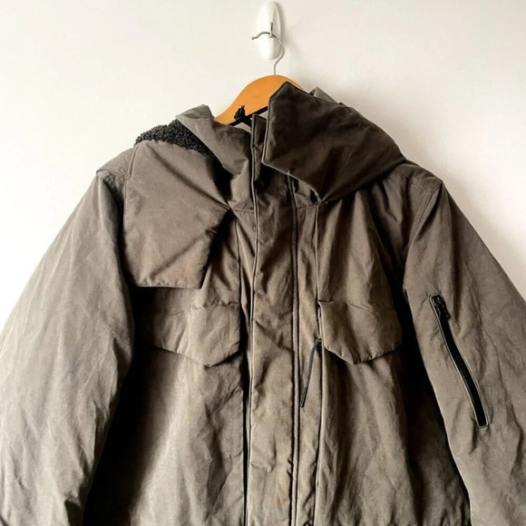 Nike Sportswear Tech Pack Down Fill Hooded Parka Jacket Coat Grey Green Sz Large - Picture 4 of 9